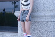BoBoSocks袜啵啵 No.006 小米-运动鞋、白色小腿袜、裸足