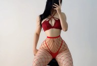 俏妞qiaoniuTT - 红色渔网袜